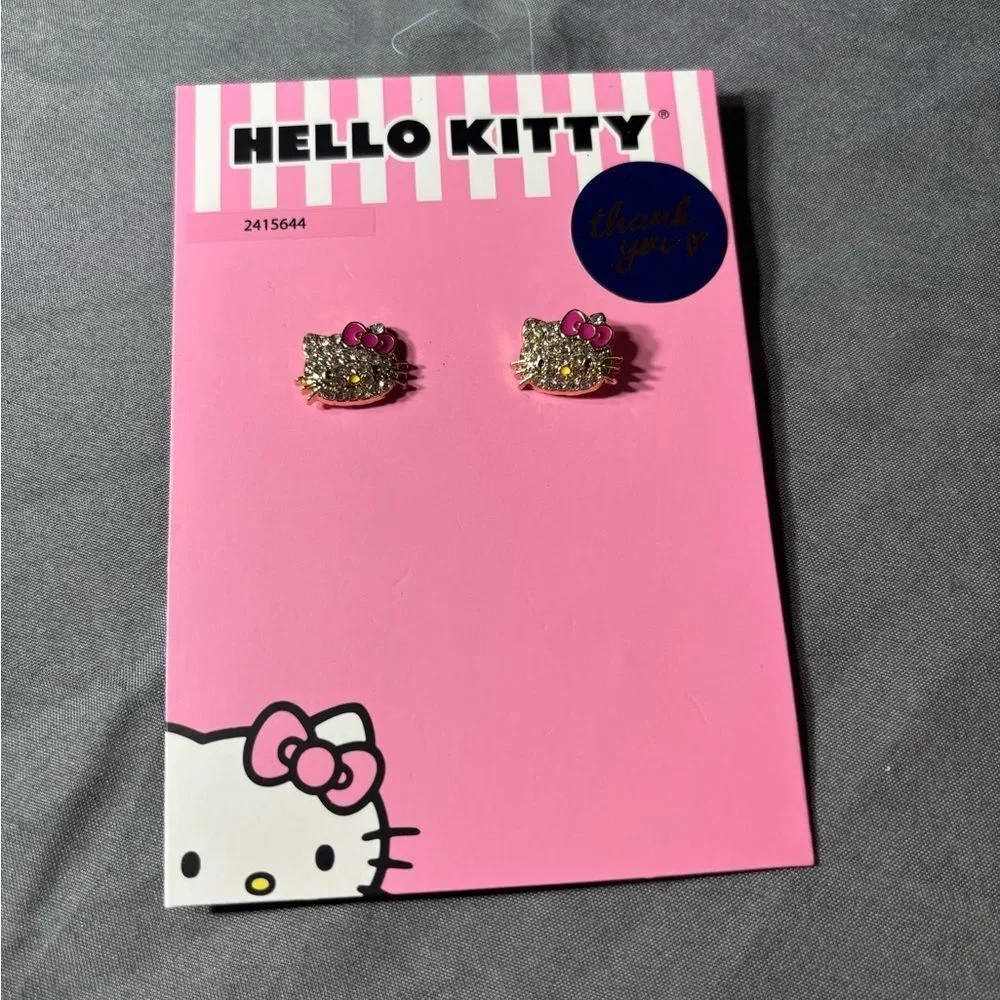 New Hello Kitty Rhinestone Earrings NWT